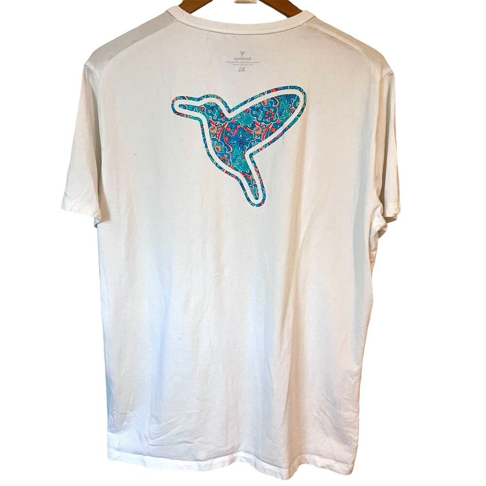 Birddogs Graphic T-Shirt Hummingbird White Crew Neck Short Sleeve Women's XL